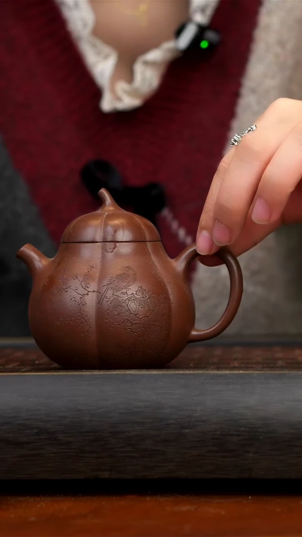 【闪购商品】紫砂茶壶宜兴紫砂筋纹茄瓜200cc