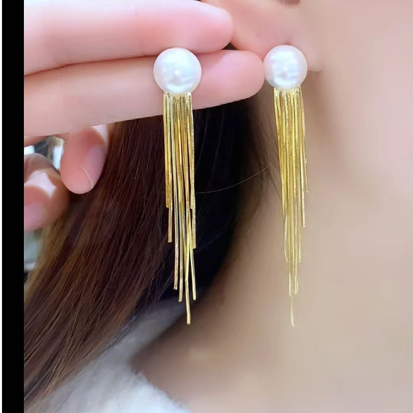 铜合金合成锆石耳饰 Q2161轻奢优雅大气精美时尚气质长款女式耳钉