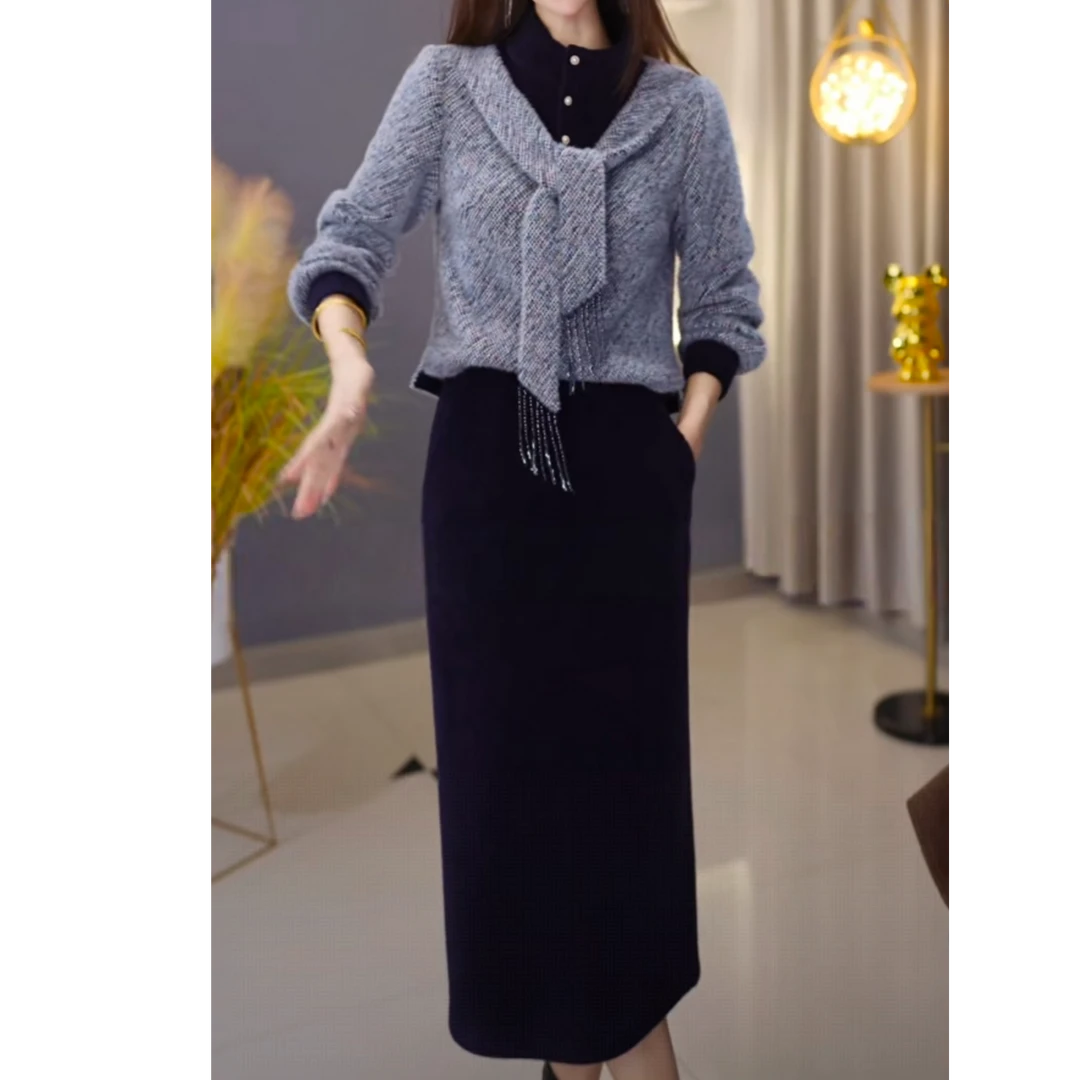 亿亿【套装定制】C705上衣配半身裙两件套优雅时尚减龄显瘦冬季新