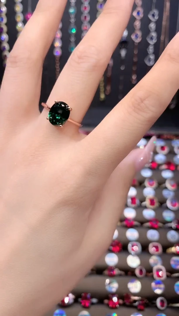 戒指透辉石银S925镶嵌810玫瑰金