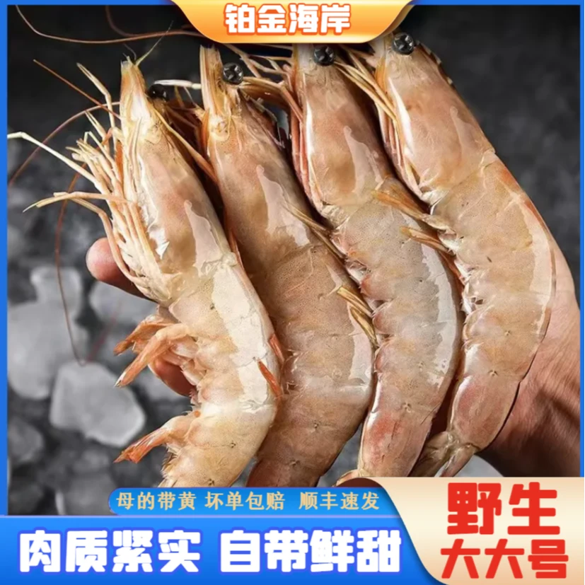 【老纪】1020规格纯野生海捕明虾自带鲜甜新鲜净重2斤装15-20只