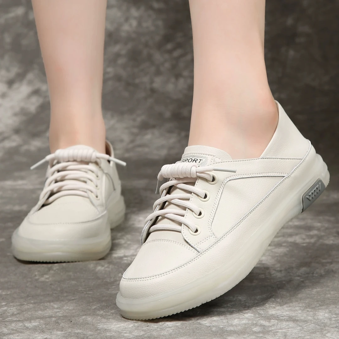 春季新款小白鞋百搭牛皮小白鞋四季鞋懒人鞋