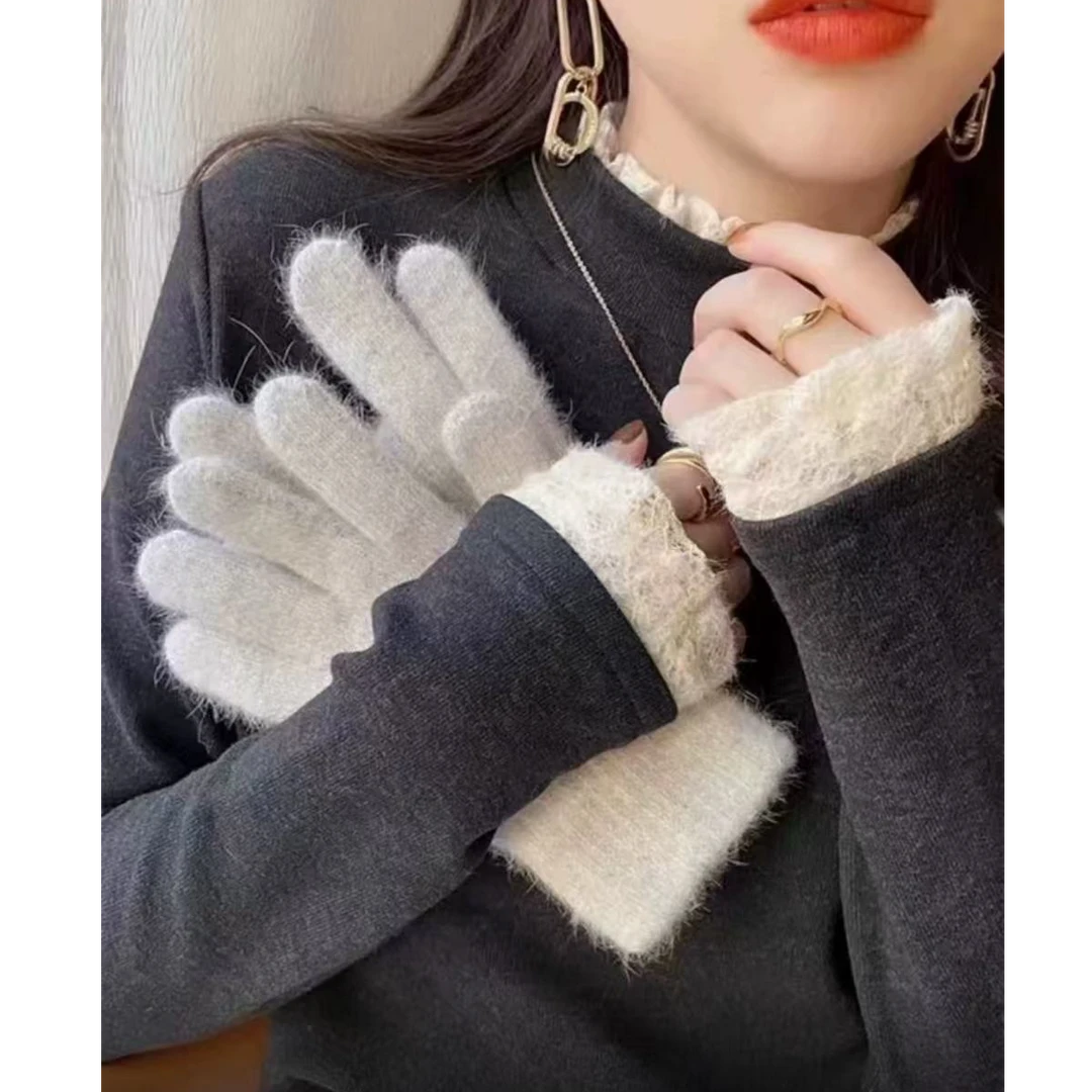 9113（丹姐家）加厚蕾丝花边半高领打底衫内搭修身抗寒保暖上衣