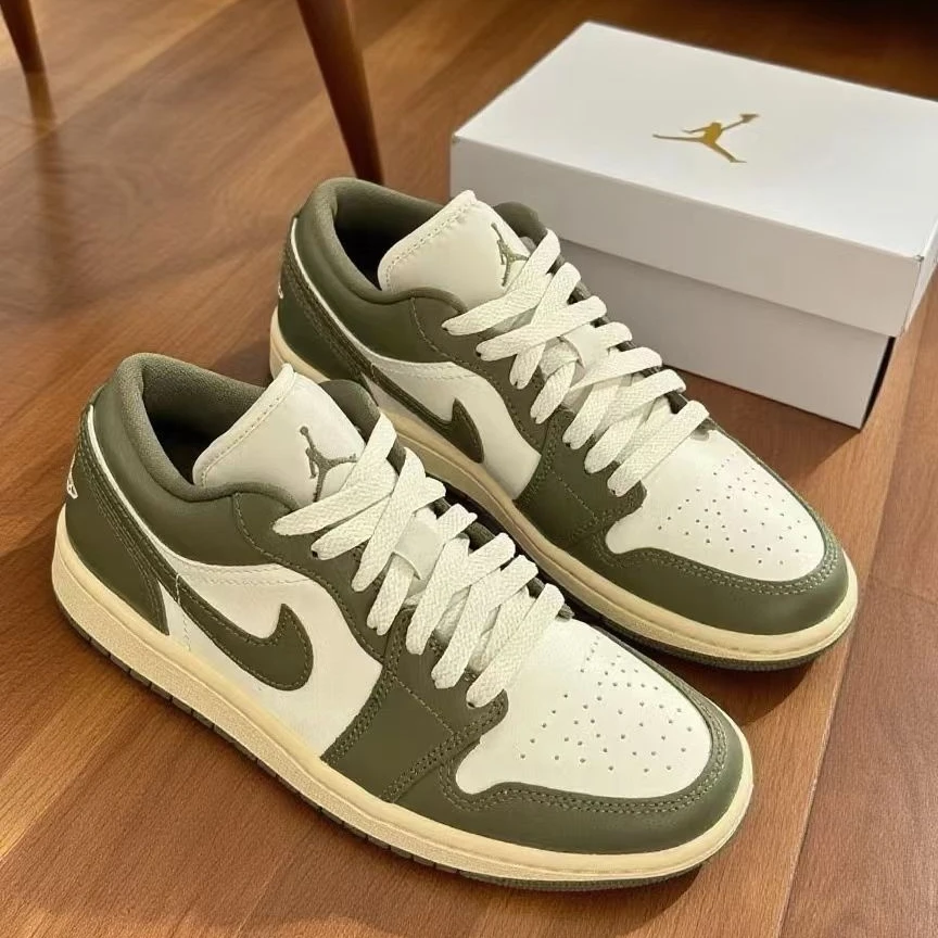 Air Jordan 1 Low 男女款低帮白绿色休闲板鞋潮流运动鞋官方正品