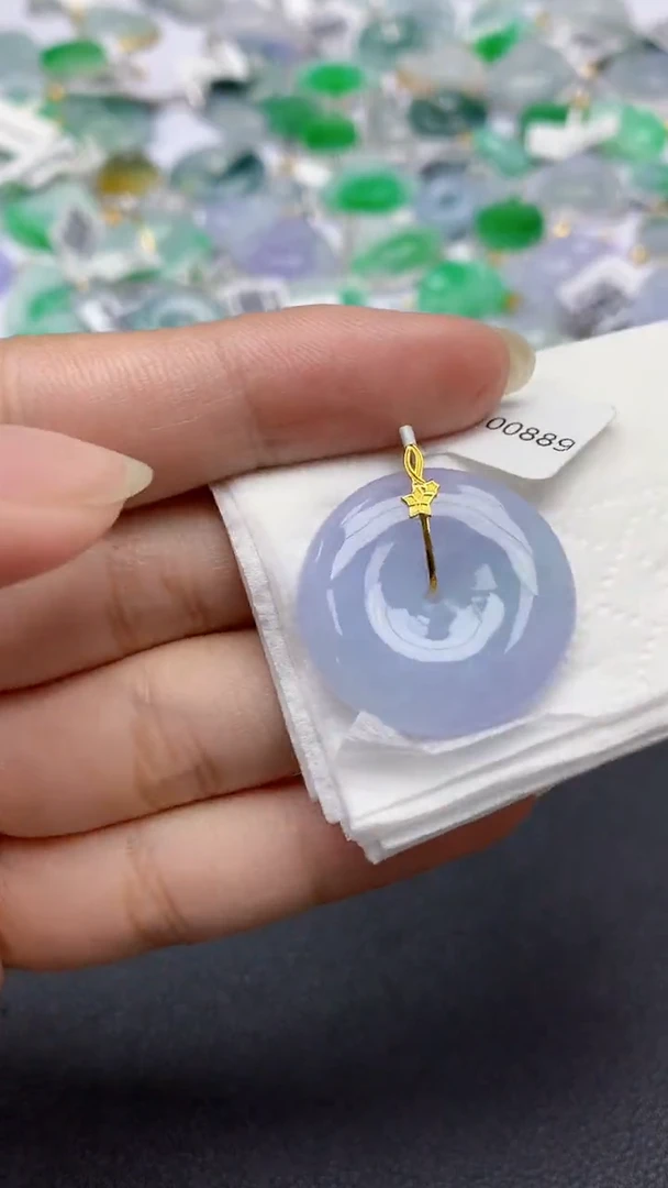 翡翠18K金镶嵌颈饰天然缅甸a货翡翠百元以上9元证书费自理