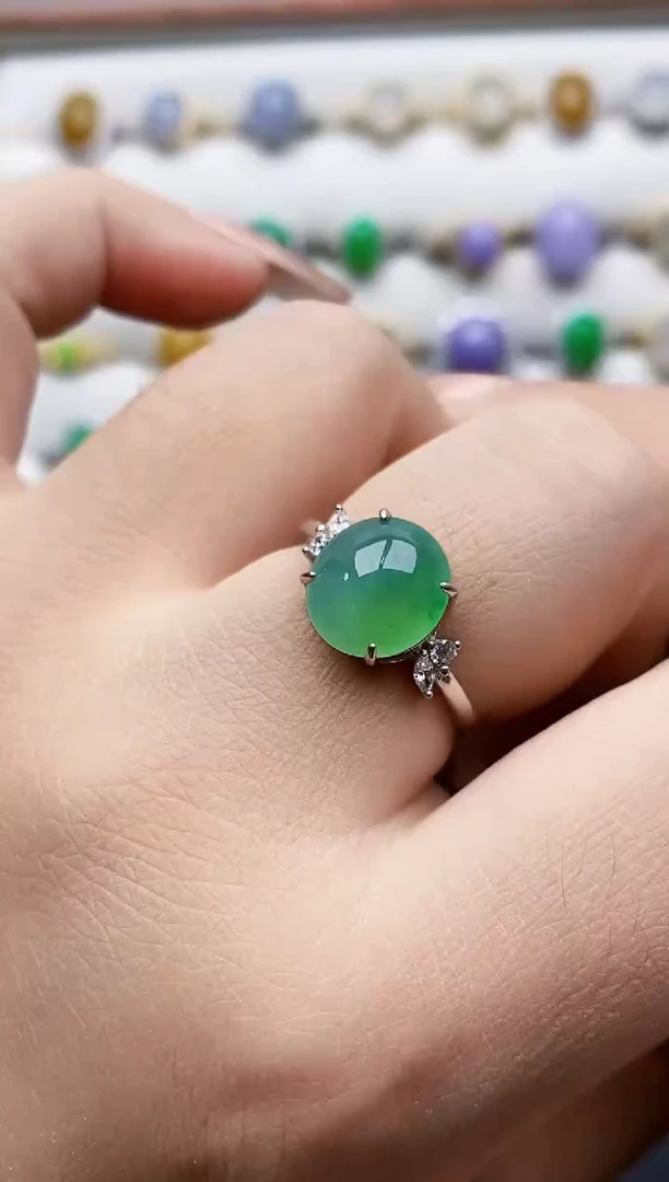 银S925镶嵌戒指翡翠20571