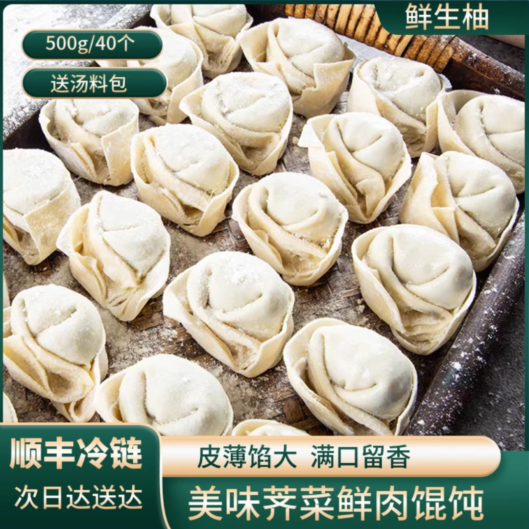 手工荠菜鲜肉馄饨抄手早餐速食半成品家庭必备半成品食物鲜肉三鲜馄饨营养早餐馄饨【2斤80】顺丰冷链发货