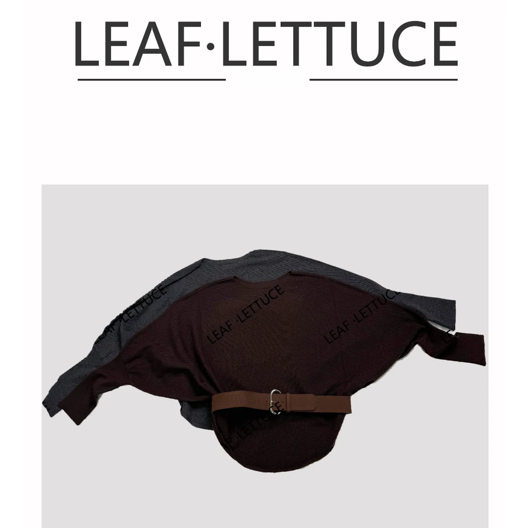 LEAF LETTUCE00124/9882纯色腰带收腰针织衫