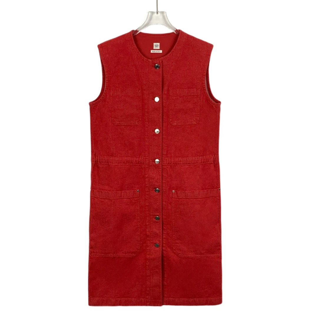 99新 Hermes/爱马仕 X14034 无袖单排扣圆领牛仔连衣裙 40码