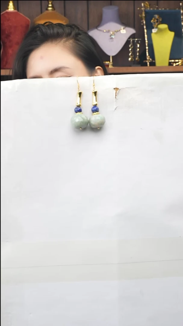 银S925镶嵌耳钉天河石多样性发一