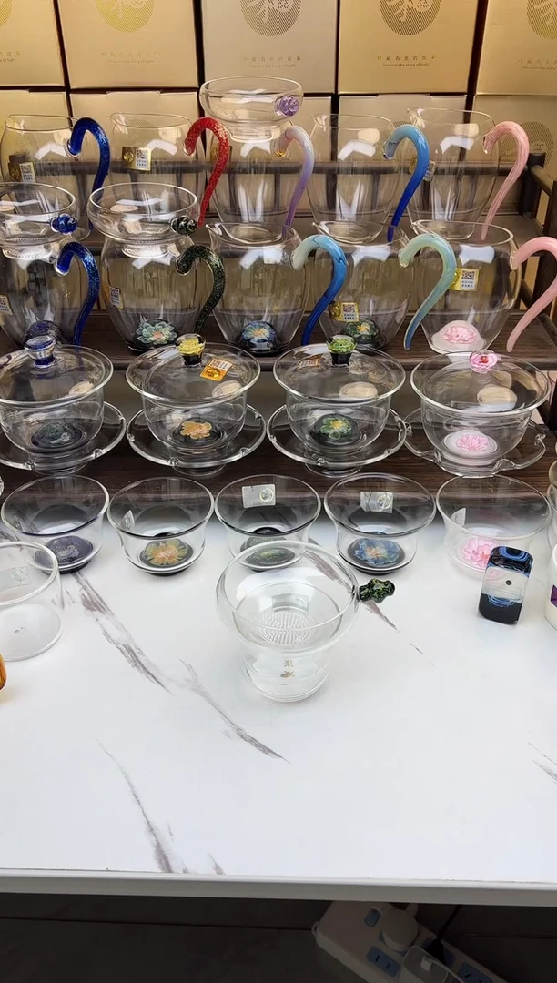 玻璃手工艺品禾器 奉珠茶漏黑金 普通盒