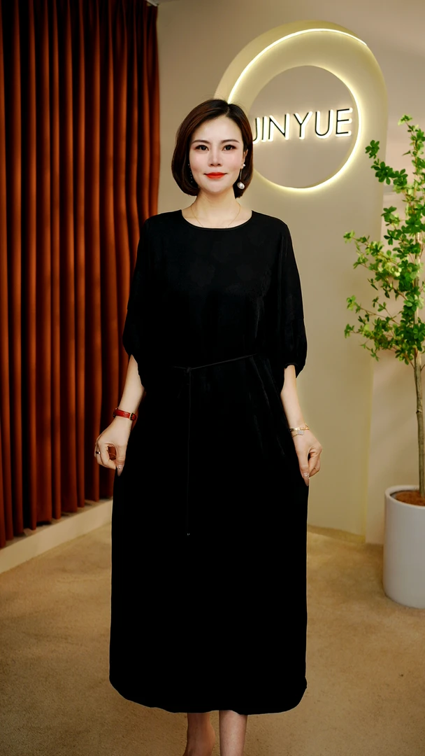 【 嘉烁】2025新款早秋新中式修身气质连衣裙1556A