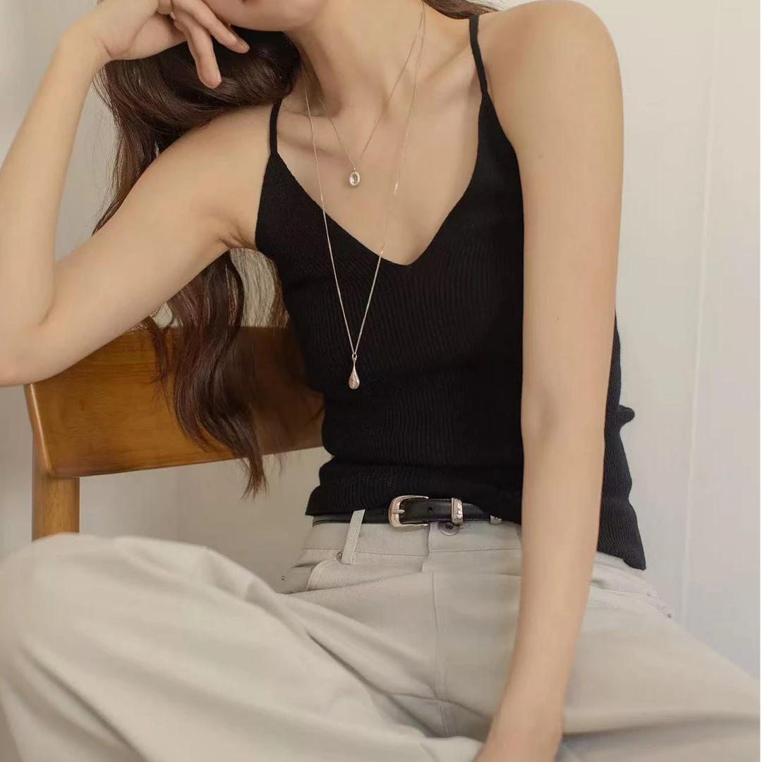 32805#夏季吊带美背背心百搭打底性感纯色常规