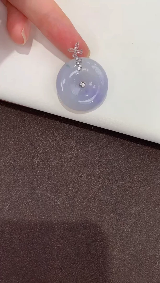 颈饰18K金镶嵌翡翠天然缅甸A货翡翠