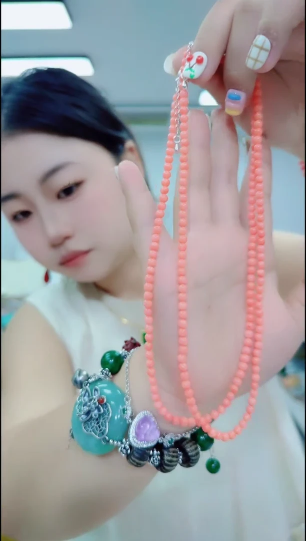 玛瑙/玉髓颈饰合金1689粉项链