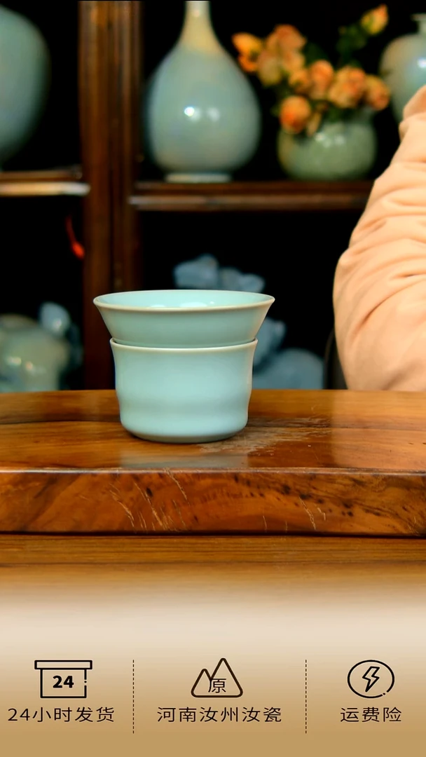 陶天青色竹节茶漏