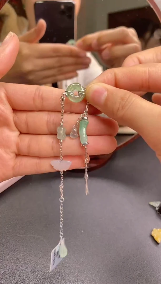 颈饰银S925镶嵌翡翠净货15507