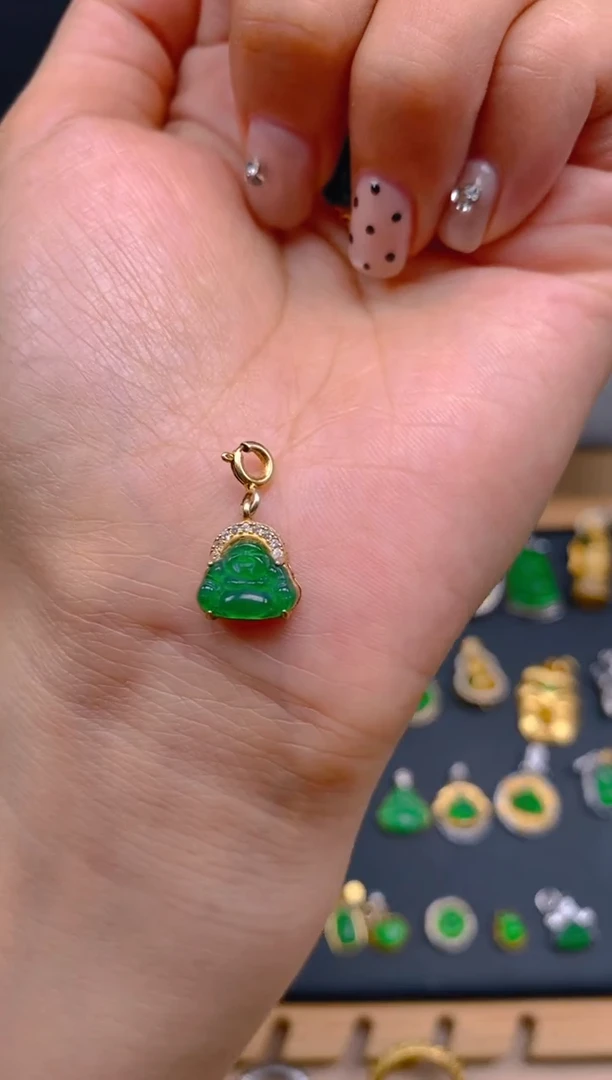 吊坠(不含链)银S925镶嵌翡翠佛公万能扣