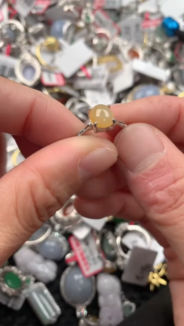 银S925镶嵌戒指翡翠666----8