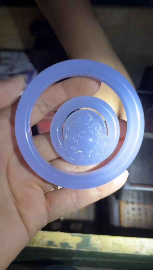 玉紫罗兰手镯小佛1套