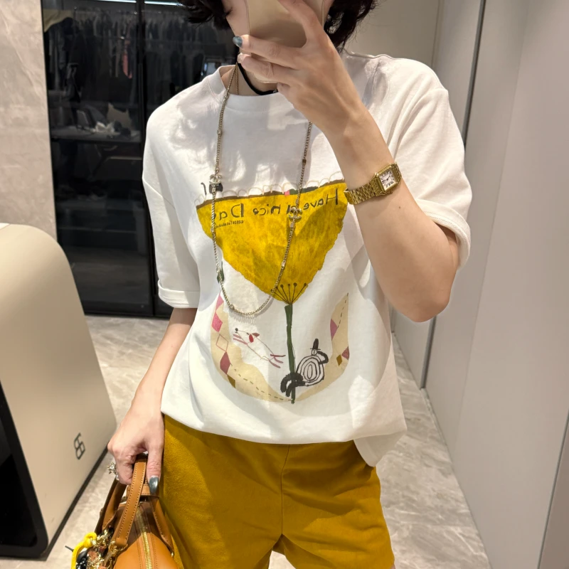 G2ECT6050S设计感印花经典简约两色圆领T恤日系慵懒百搭休闲上衣