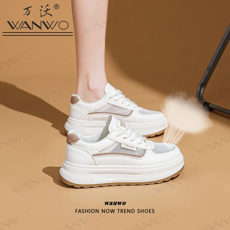 【网面/皮面可选】透气软底百搭新款小白鞋女2025夏季厚底休闲鞋子