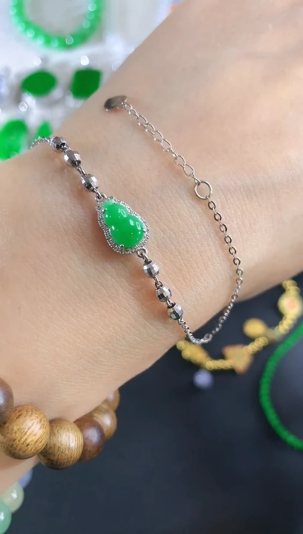 18K金镶嵌手链翡翠13|