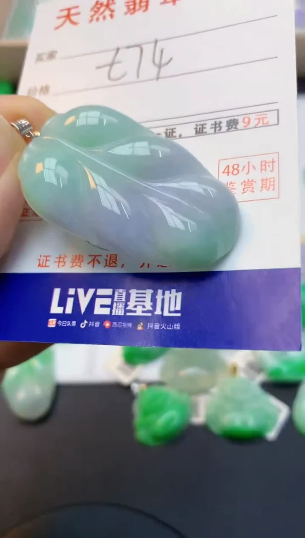 颈饰18K金镶嵌翡翠天然缅甸A货翡翠百元以上9元证书费自理