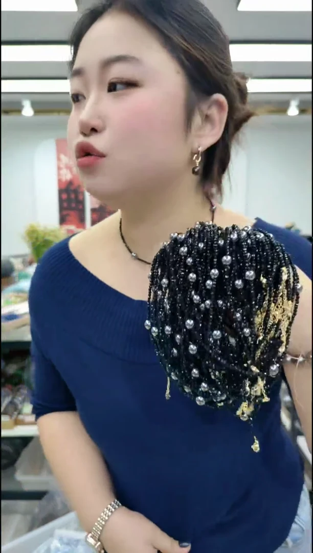 【闪购商品】玻璃颈饰0741太赫兹黑满天星