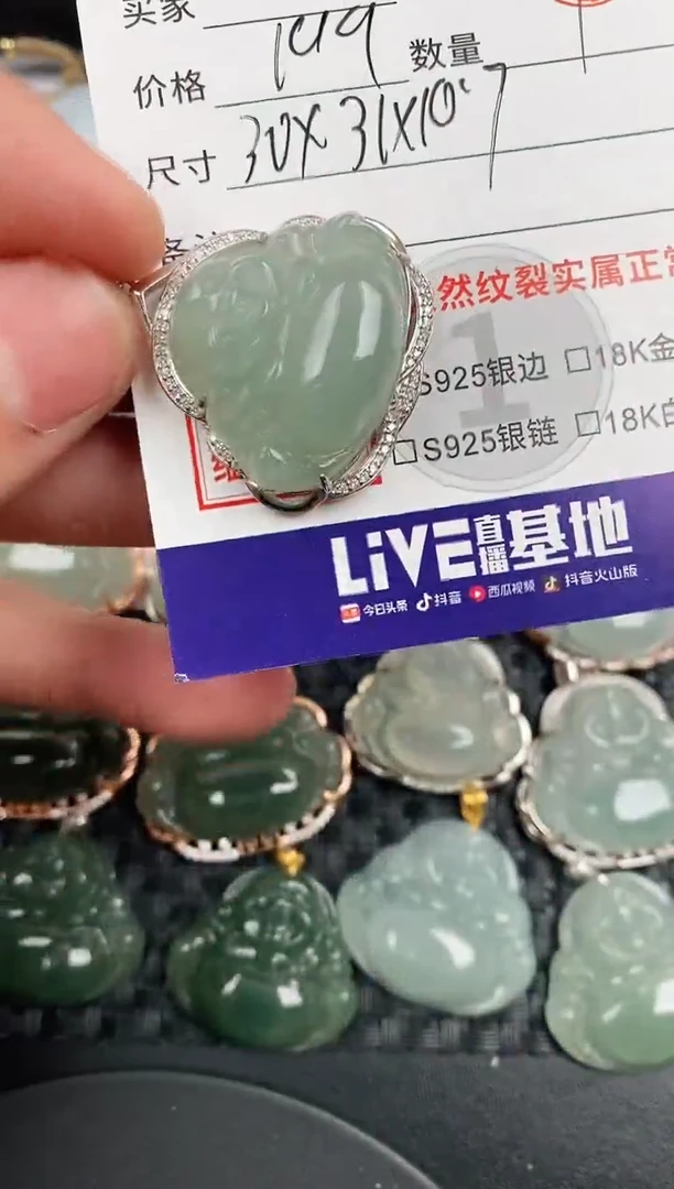 颈饰银S925镶嵌翡翠·