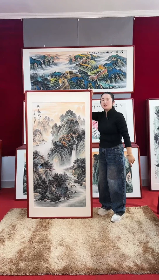国画手绘山水163*83尺寸