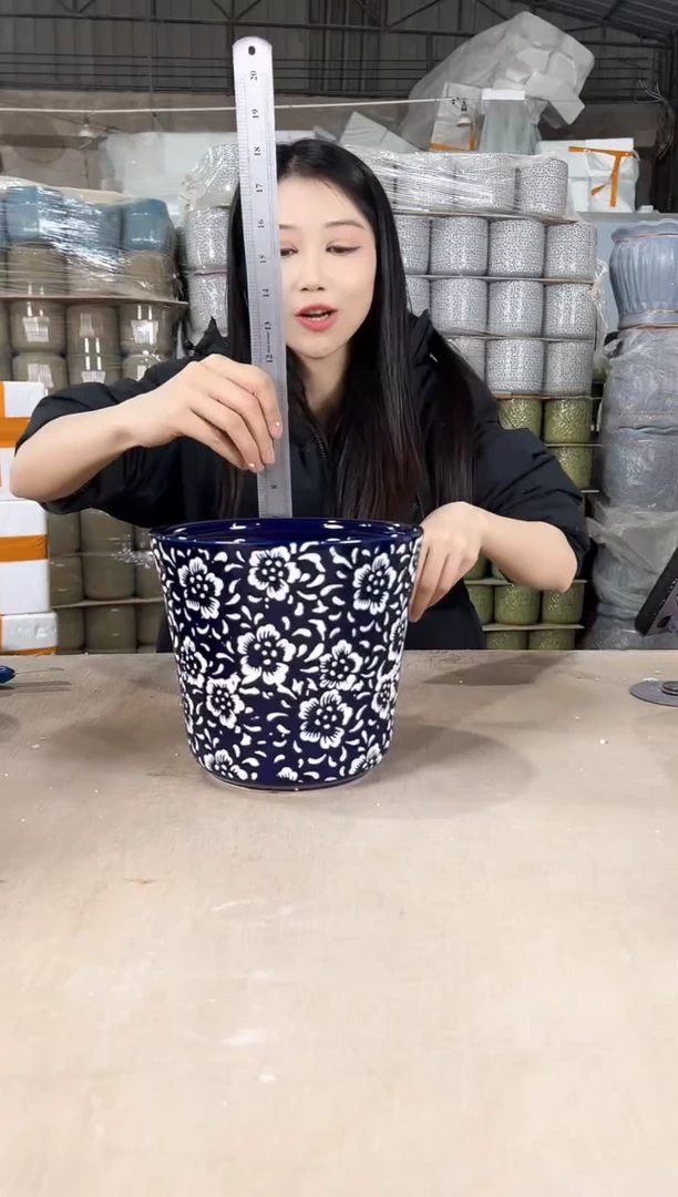 【闪购商品】陶瓷收腰蓝白花中号20x18