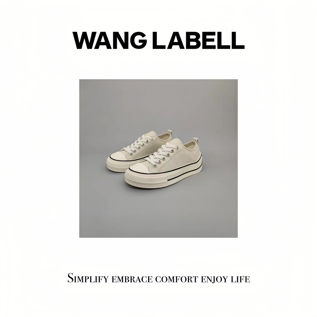 【王斌家】 |  早春高级米灰帆布鞋  百搭系带低帮春季时尚休闲