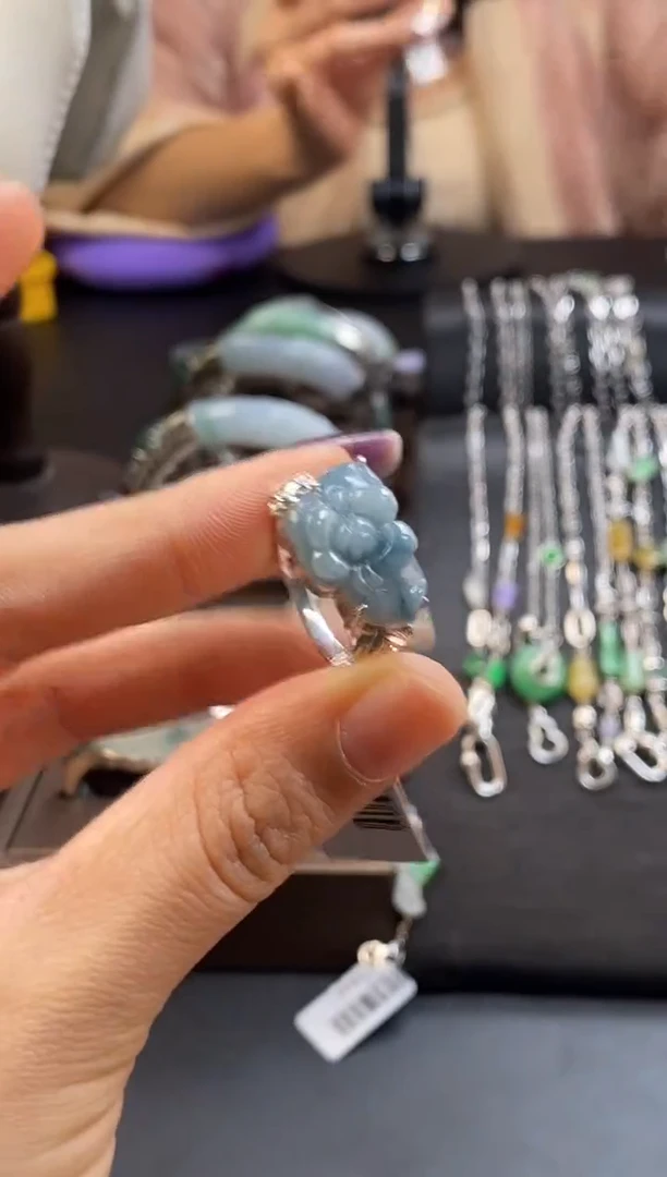 颈饰银S925镶嵌翡翠净货16986