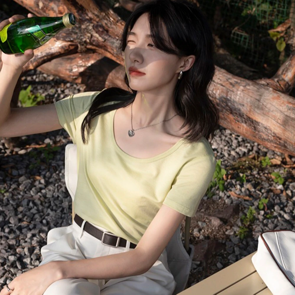 【高端礼盒装】线下289 凉感维C科技 丝滑醋酸桑蚕丝U领短袖显瘦205