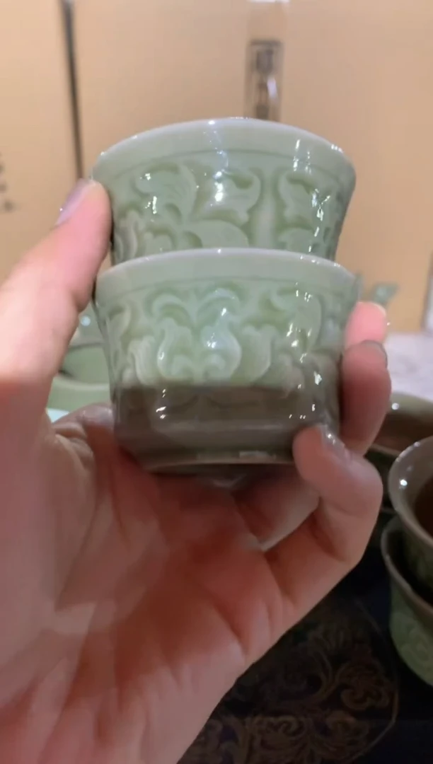 瓷片言**?耀州窑 微瑕处理 080901 汉阙茶杯  2只