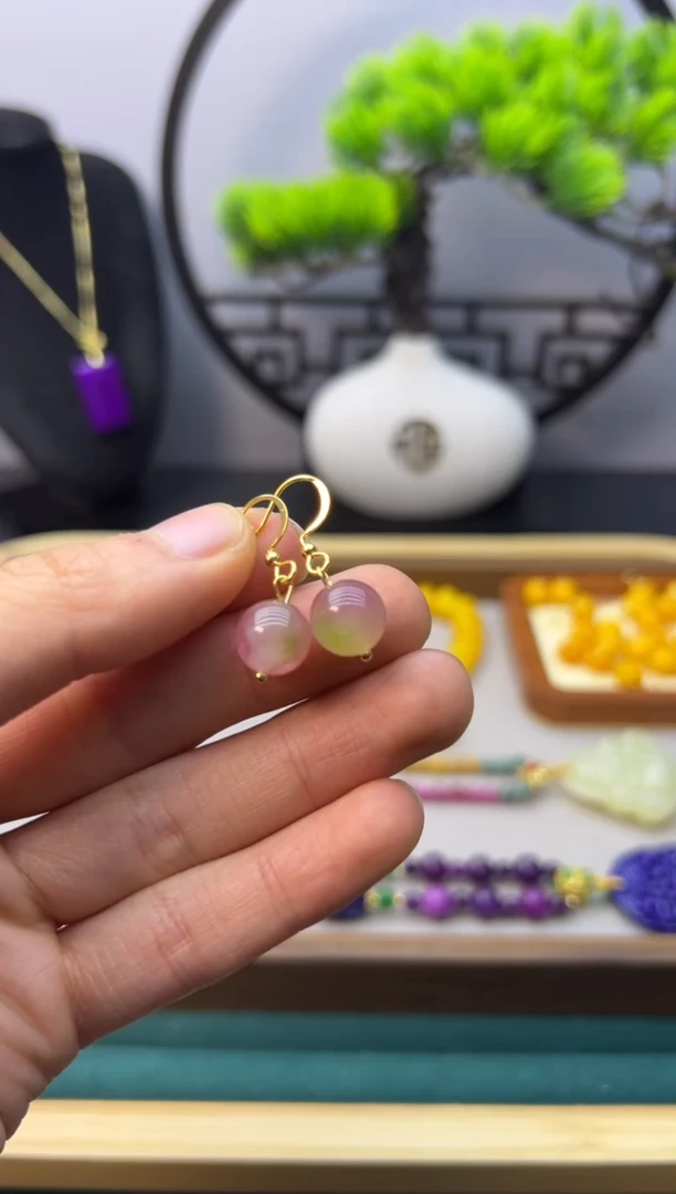 【闪购商品】碧玺耳饰14K金镶嵌E133