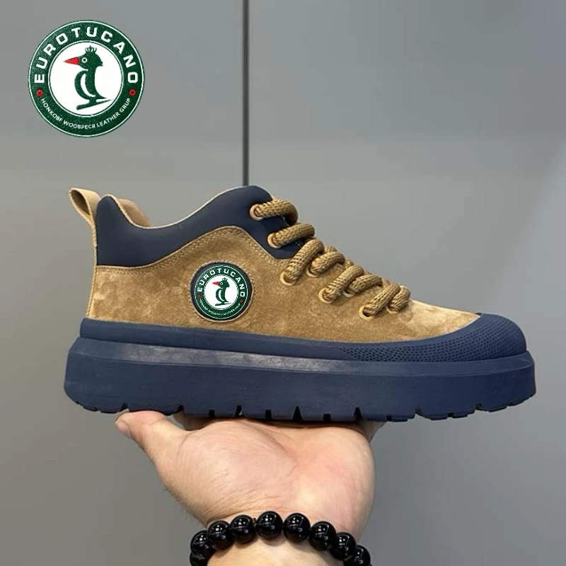 欧伦啄木鸟男鞋秋季防水防滑工作鞋潮流百搭运动休闲大头高帮板鞋
