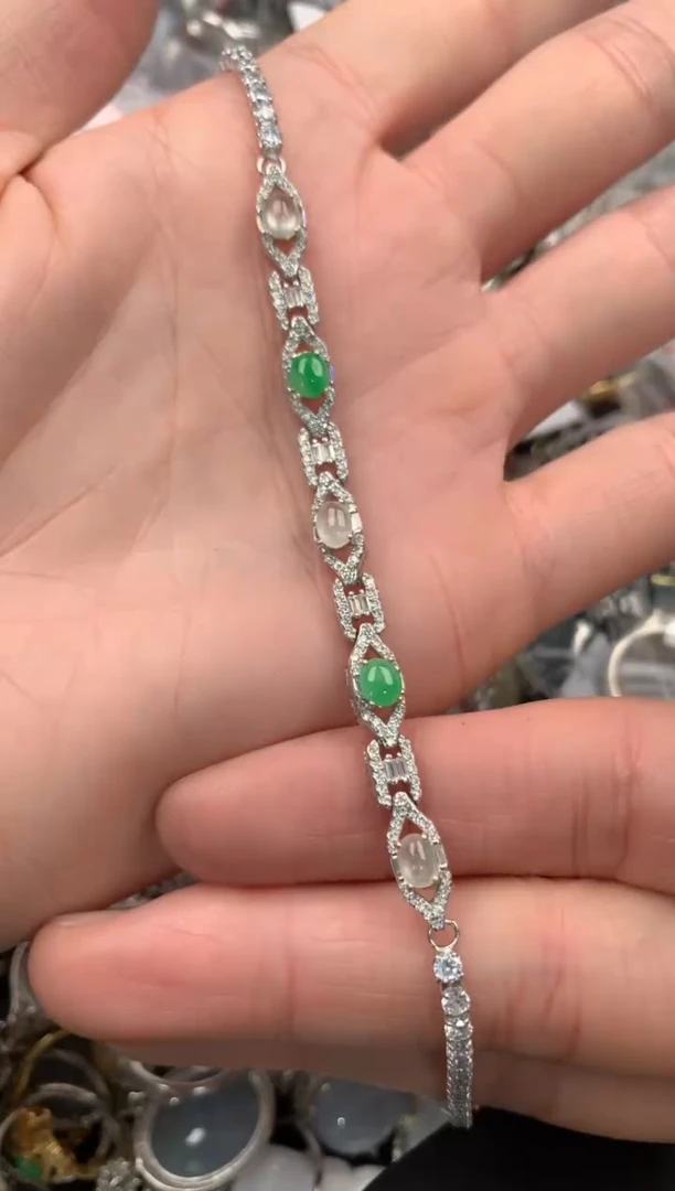 银S925镶嵌戒指翡翠8888----1
