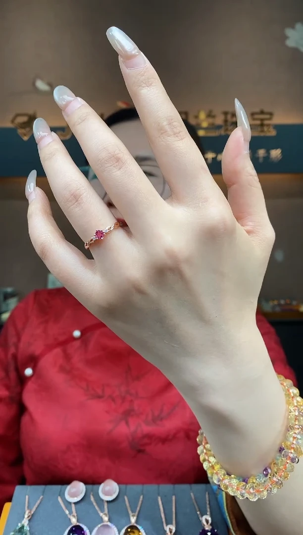 【闪购商品】碧玺戒指银S925镶嵌碧玺戒指