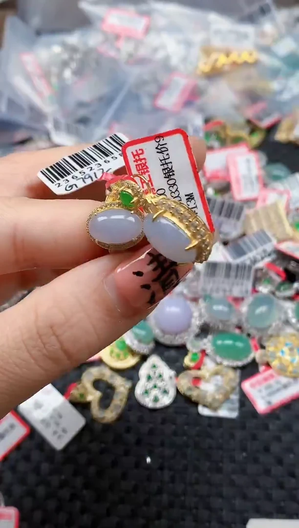 银S925镶嵌戒指翡翠天然A货缅甸翡翠