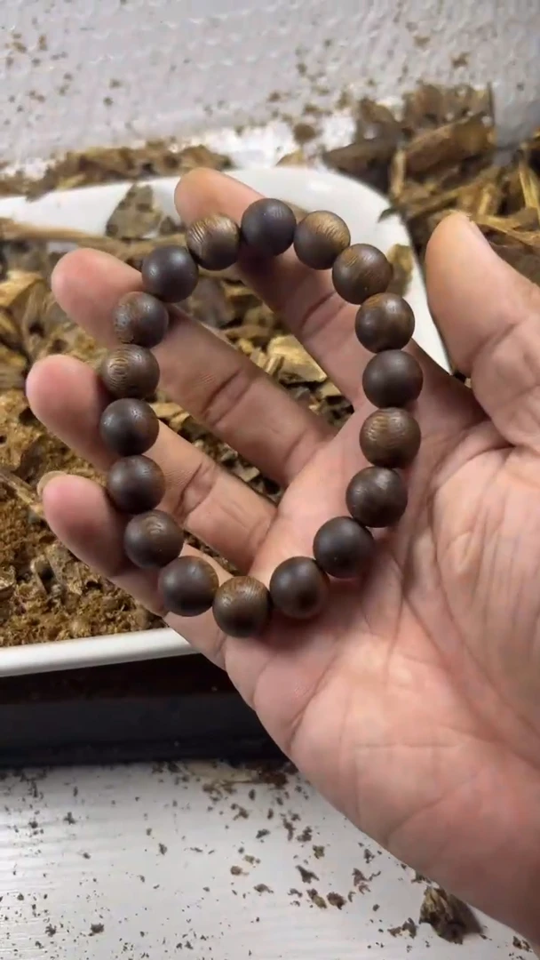 沉香手串手工原味1.2单圈奇楠沉香手串多样发一