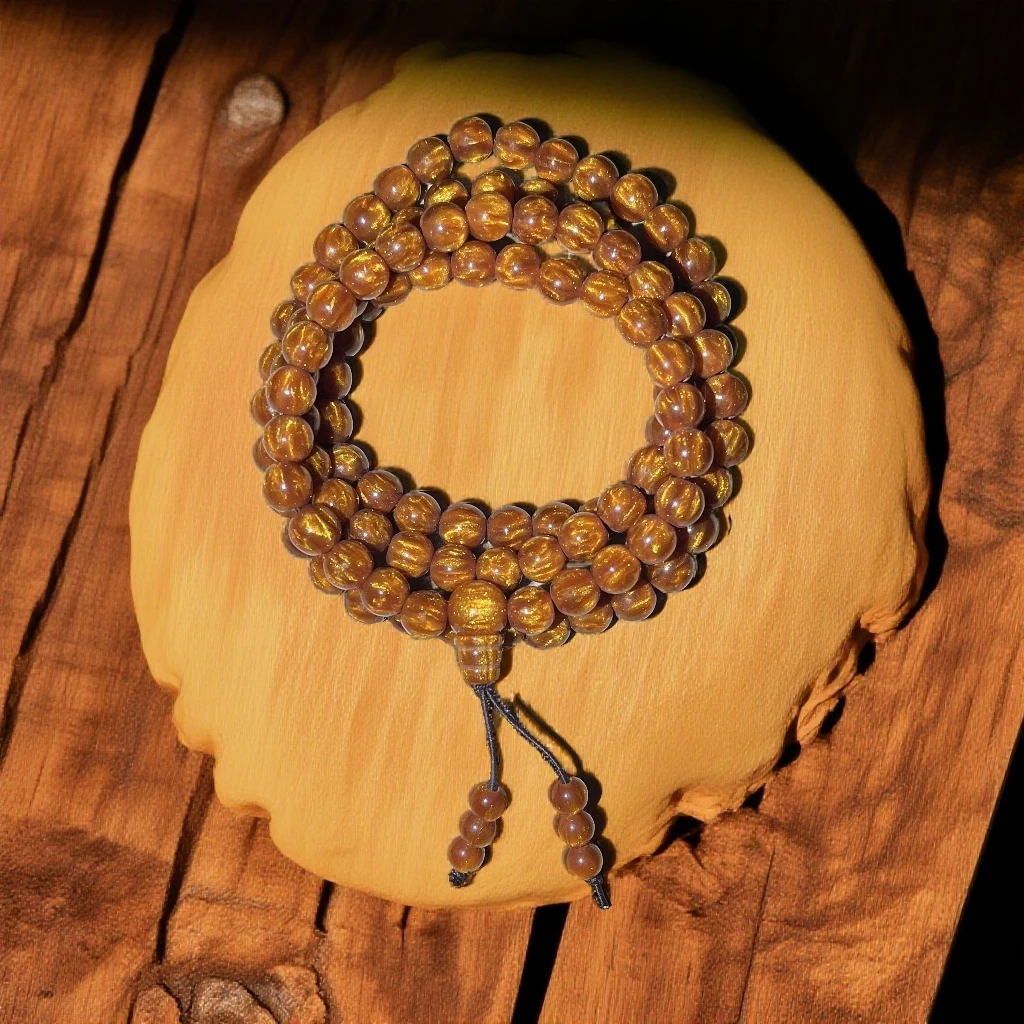 100 （108颗+单圈）金丝菩提手串wm100（无礼盒）