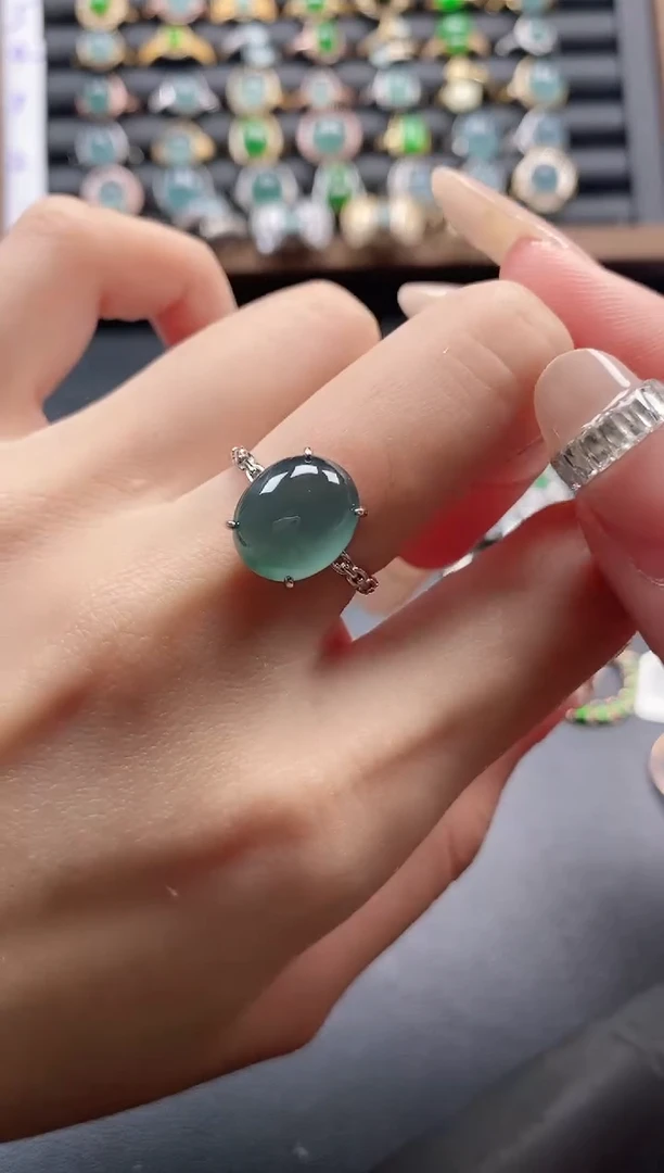 银S925镶嵌戒指翡翠51511