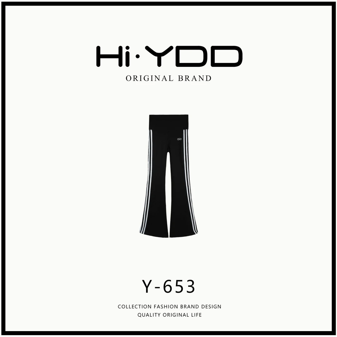 YDD•「Y-653」法式慵懒风高腰拼接凉感运动百搭微喇裤KZ-6553