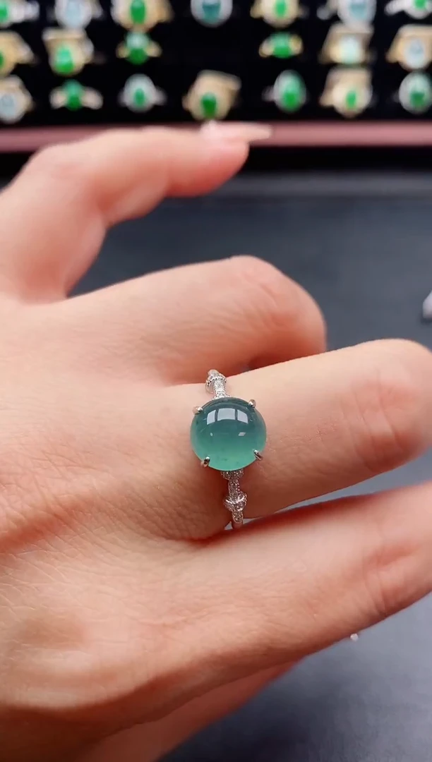 银S925镶嵌戒指翡翠1