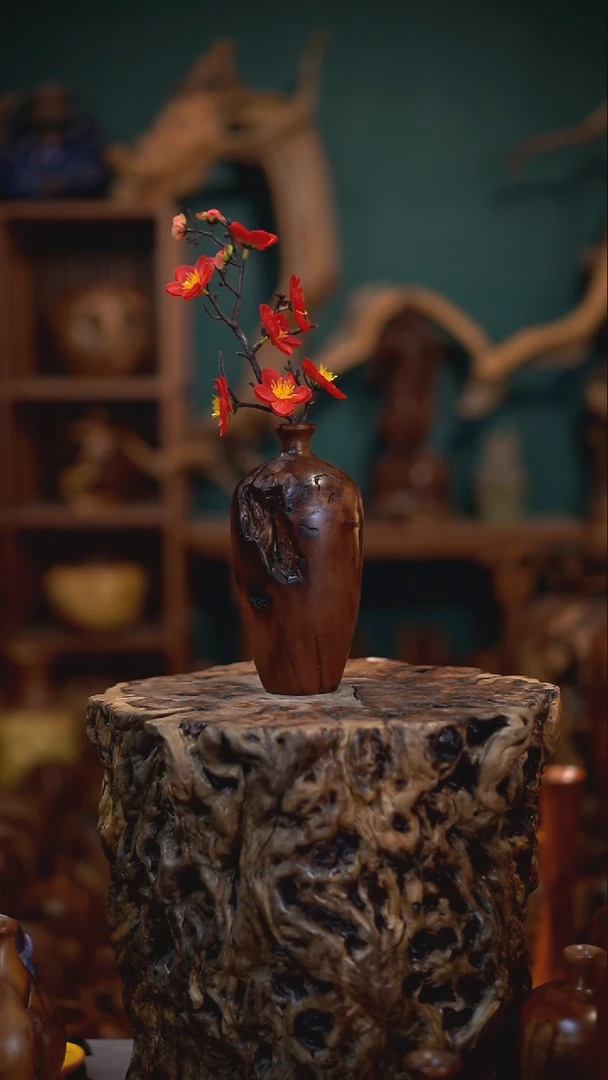 【闪购商品】枣木雷击枣木梅瓶