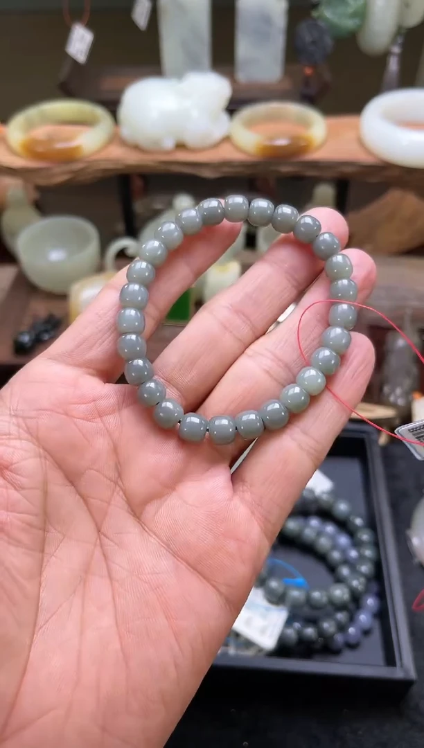 【闪购商品】和田玉手串未镶嵌卡8若羌毛毛矿纯肉9003138