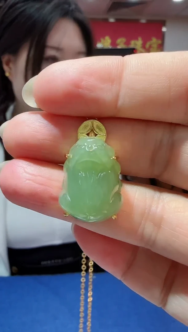 【闪购商品】和田玉吊坠银S925镶嵌翠青貔貅HNZ8251（不含链）