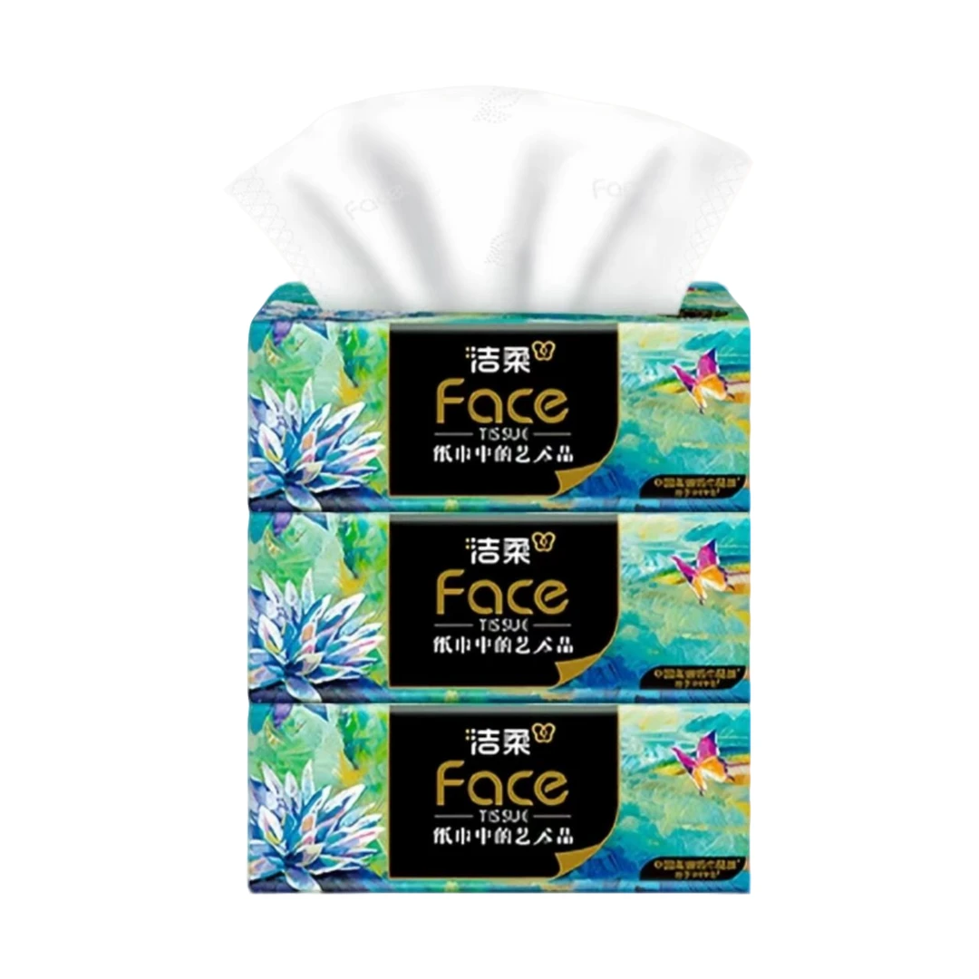 洁柔油画抽纸厚实大号家用纸抽卫生纸巾家用面巾纸生活用纸餐巾纸